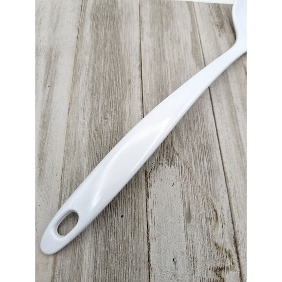 Vintage Indonesia White Melamine Ware Slotted Serving Spoon 11 1/2" Kitchen - Picture 3 of 7